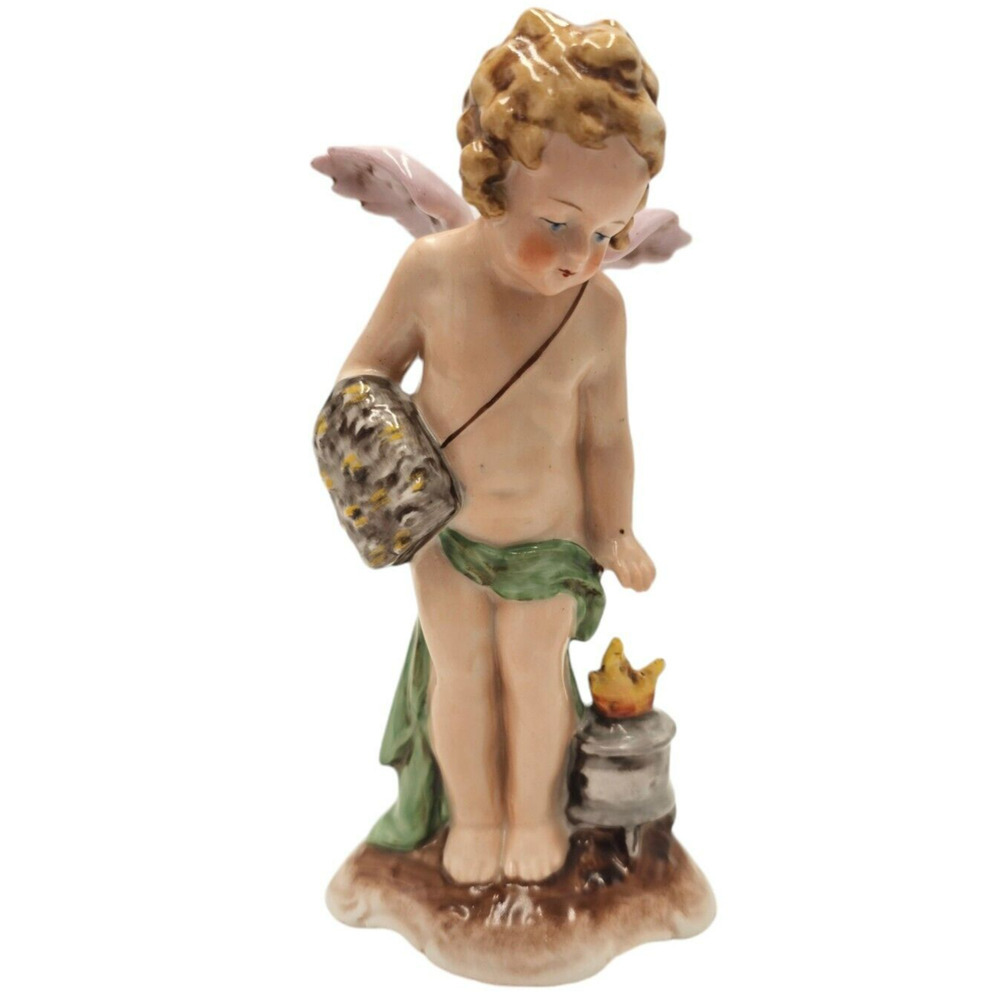 Fasold Stauch Angel Figurine Cherub Wallendorf GERMANY PORCELAIN Vintage Camping